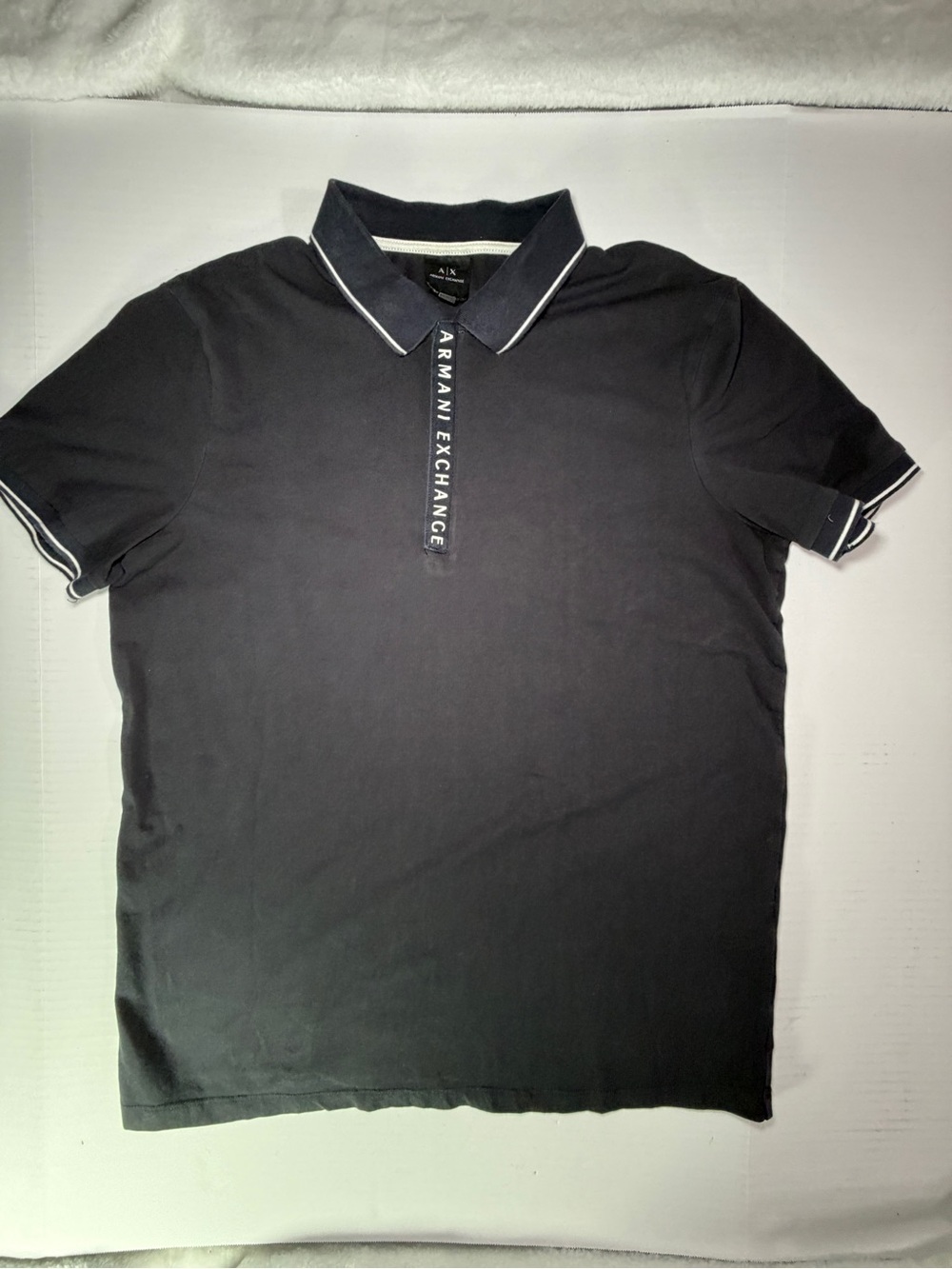 Armani Exchange Men’s Black zipper Polo Shirt great condition